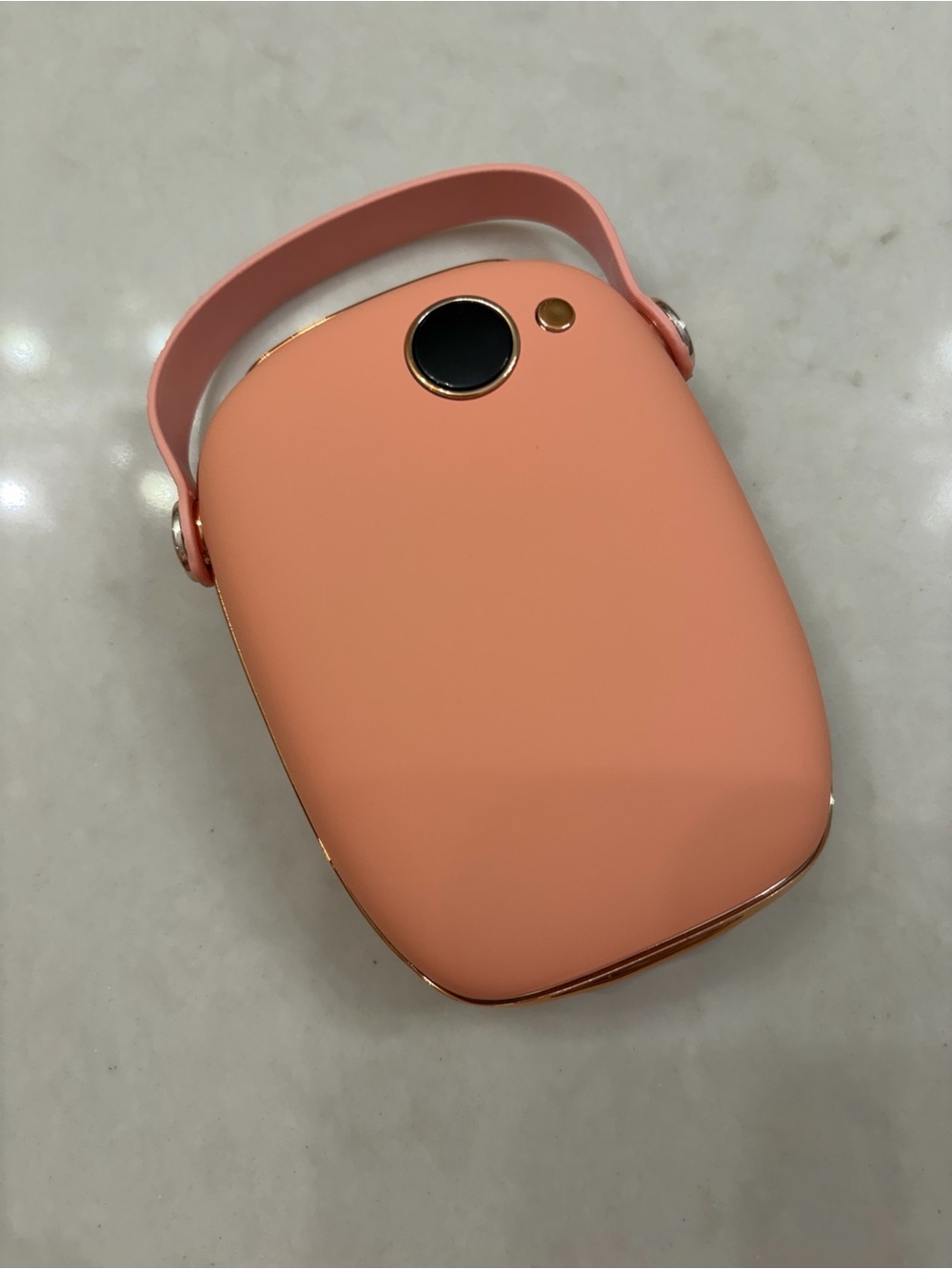 Coral Pink hand warmer power bank with Carry Handle